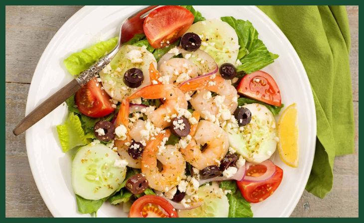Greek Salad with Grilled Shrimp